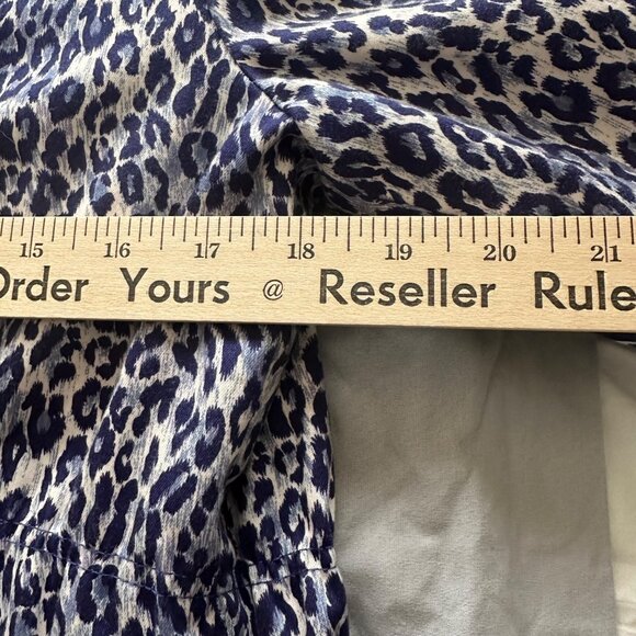Joan Rivers Small Blue & White Animal Print Button-Up Blazer Jacket 3/4 Sleeve - Picture 6 of 7